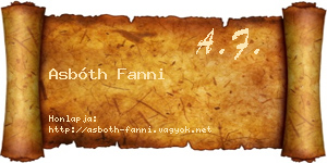 Asbóth Fanni névjegykártya