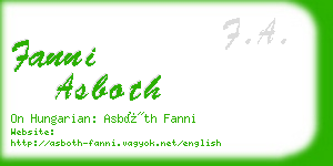fanni asboth business card
